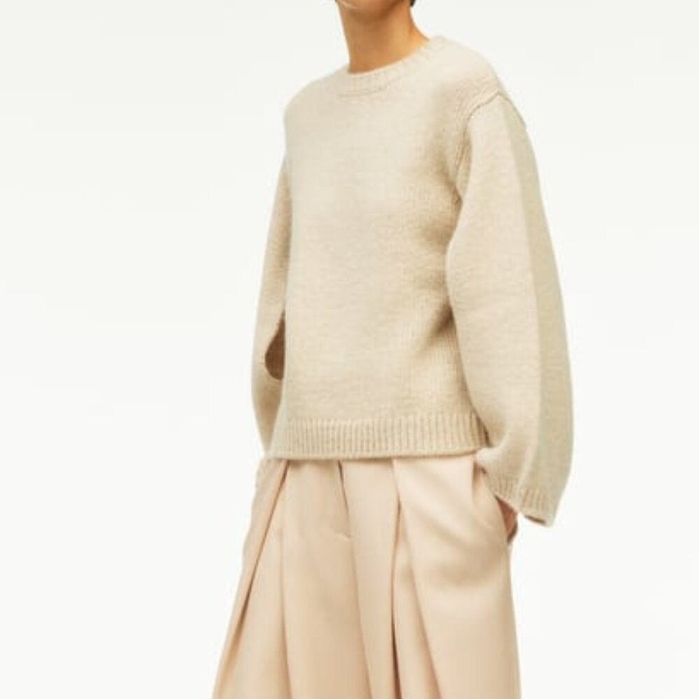 Zara Limited Edition Split Sleeve Wool Alpaca Sweater Ecru Ivory Knit Size XL